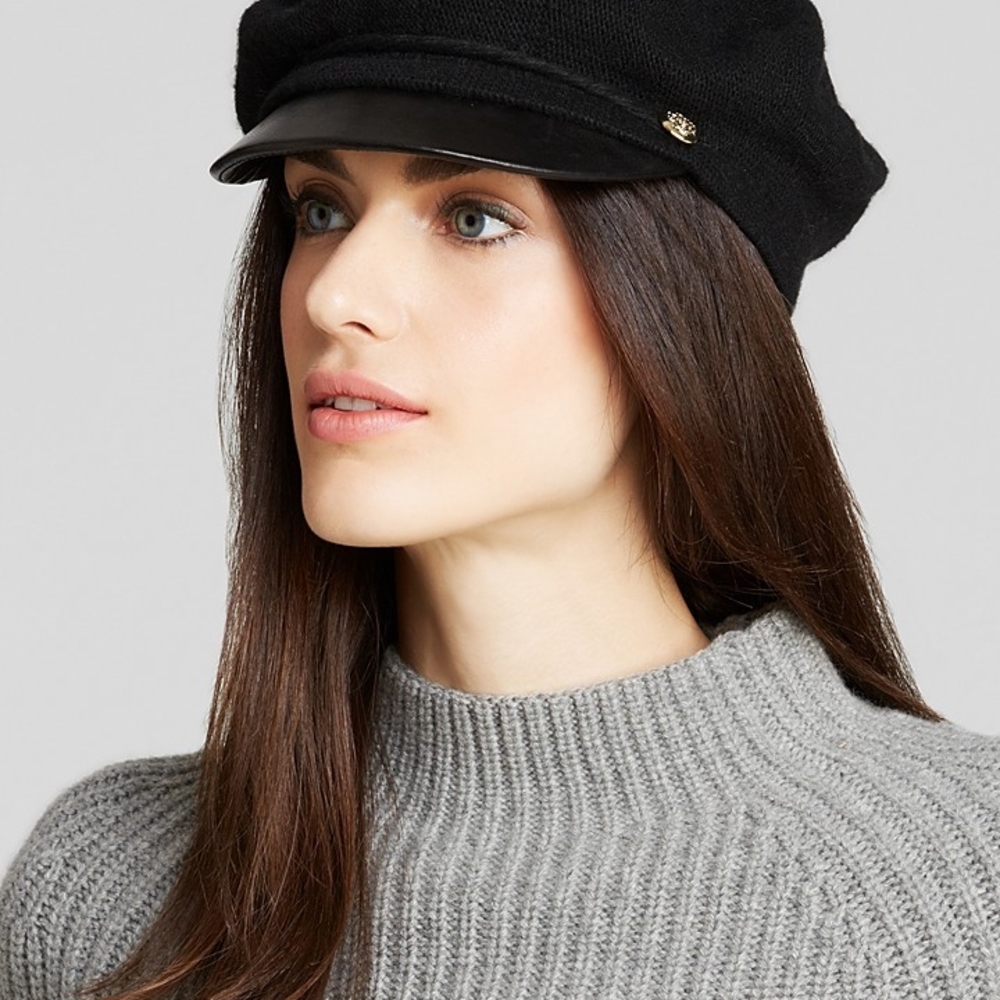 Lauren Ralph Lauren Black Newsboy Hat Classic Accessory